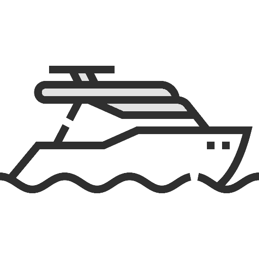 Icon of a ship on water with a white background