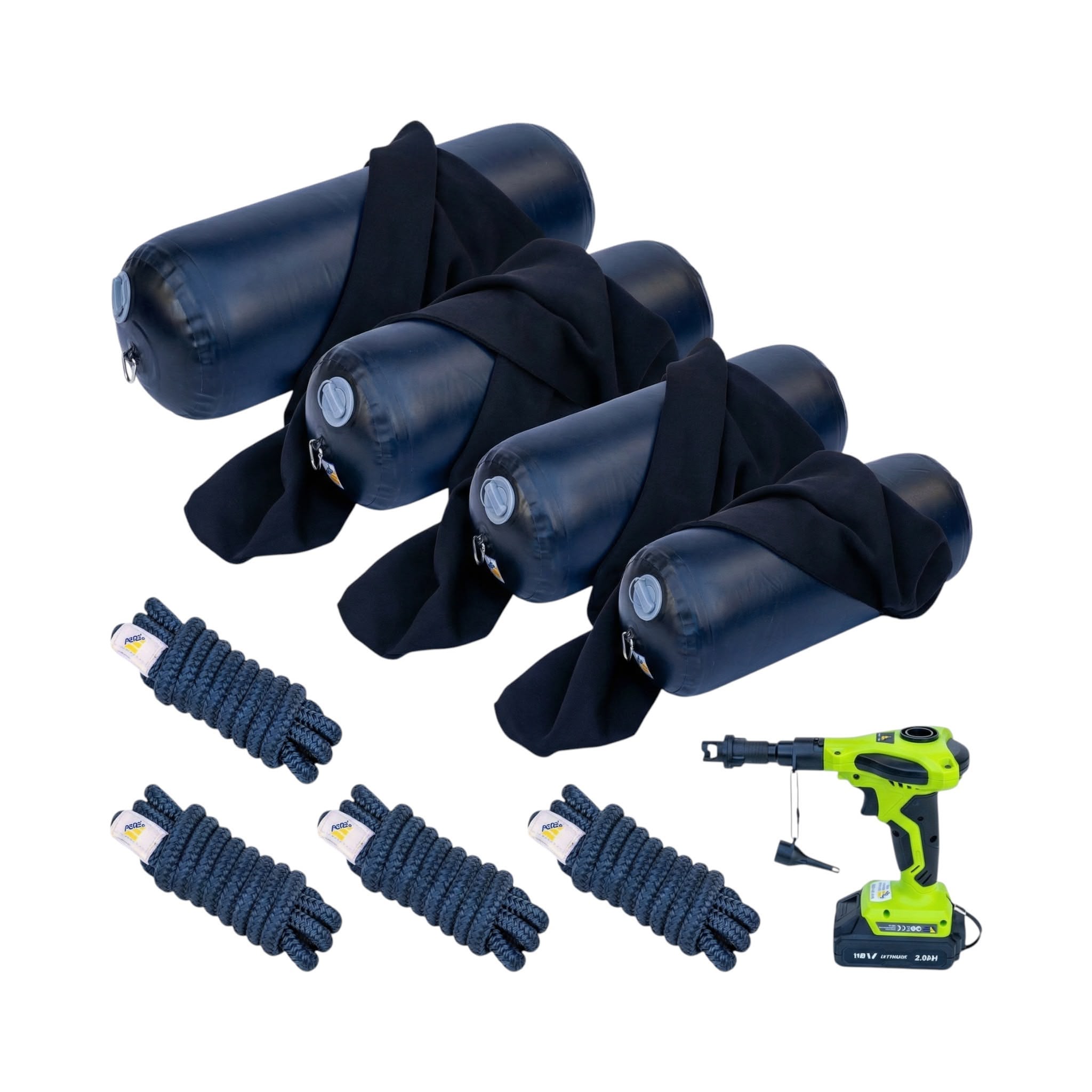 12" Inflatable Fender Protection System (4 - Point) - Fender System by YPC (View 2) | Yacht Protection Concepts