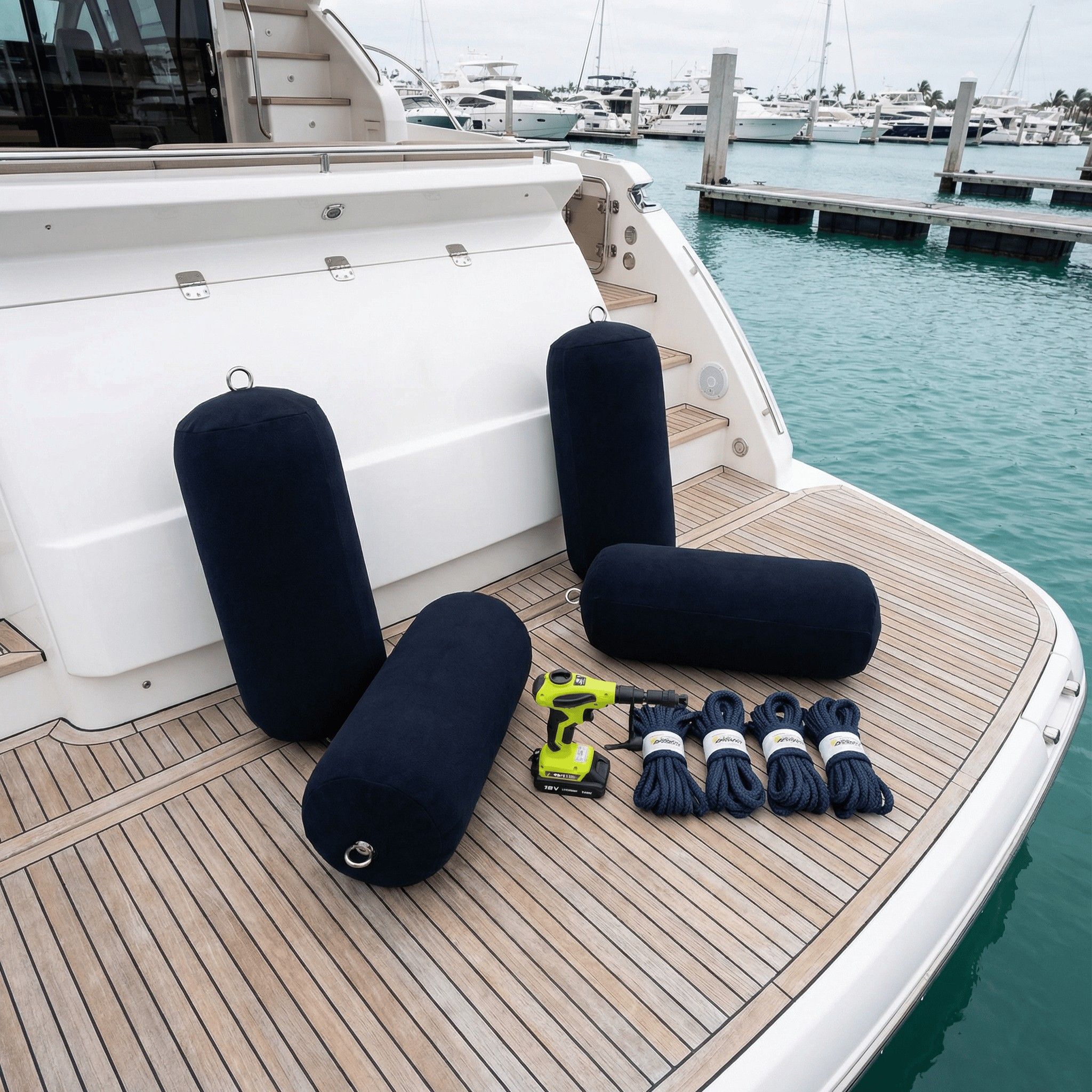 12" Inflatable Fender Protection System - 4 Point - Fender System by YPC (View 2) | Yacht Protection Concepts