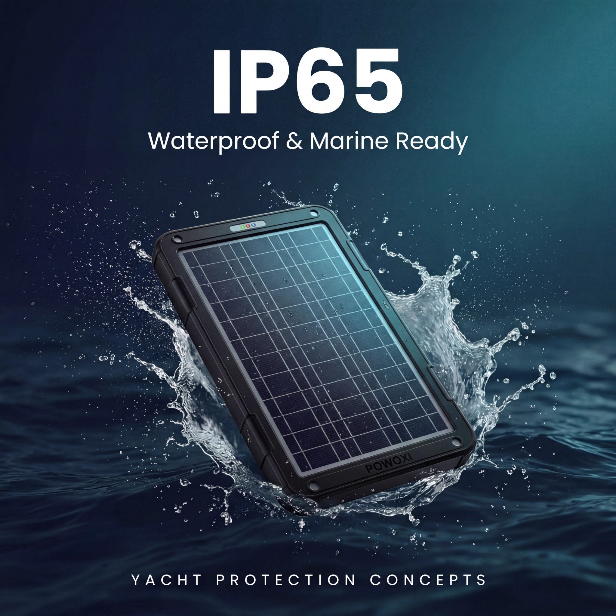12W Waterproof Solar Battery Charger - Battery Charger by POWOXI (View 3) | Yacht Protection Concepts