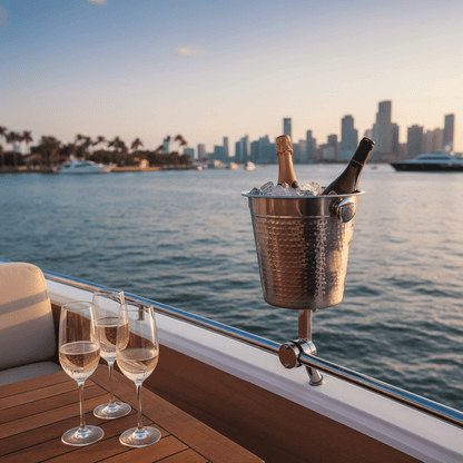 Boat Rod Holder Horizontal Rail Champagne Bucket (Hammered) by Bev Bucket | Yacht Protection Concepts - Premium Marine Equipment