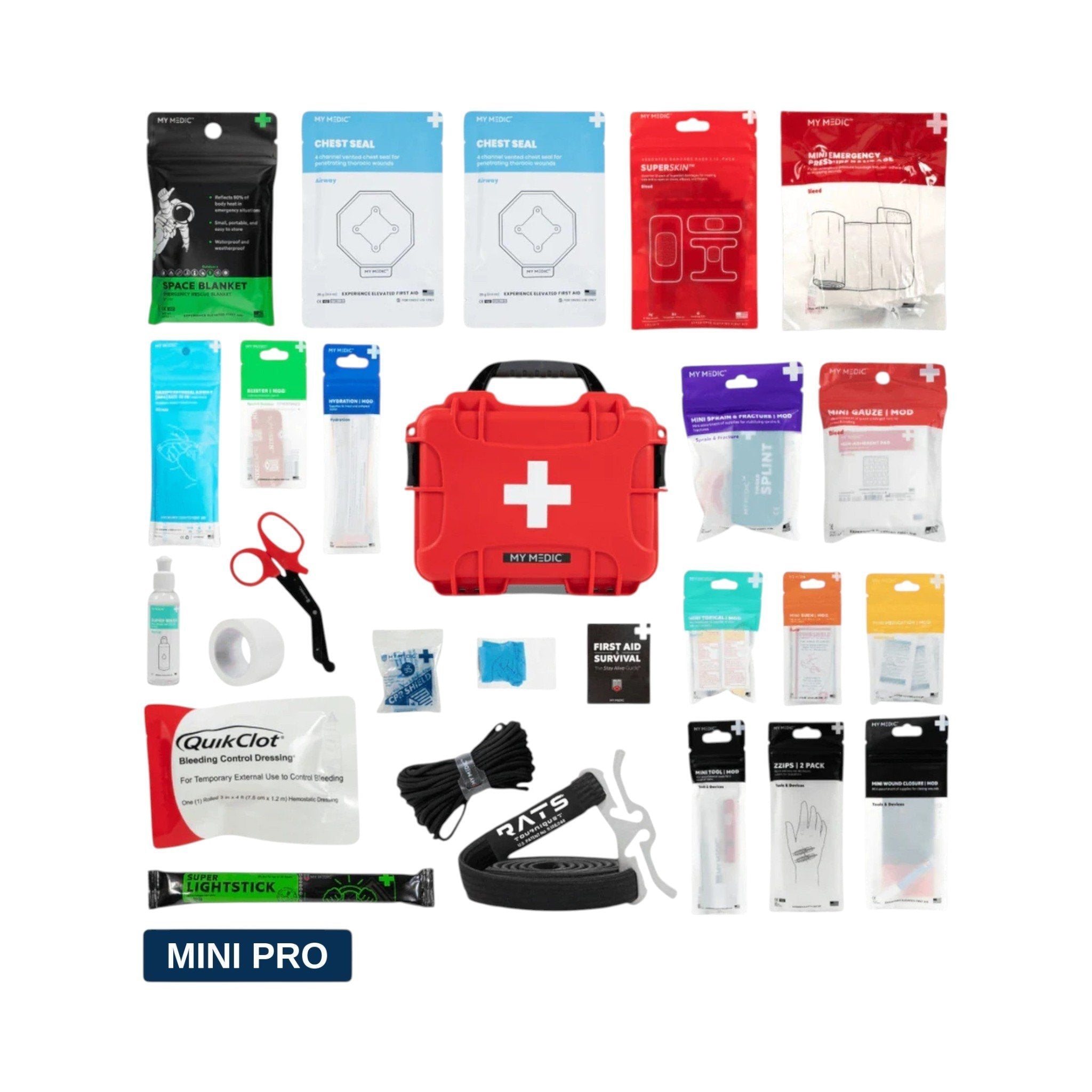 MyFAK Mini Pro Waterproof First Aid Kit contents layout