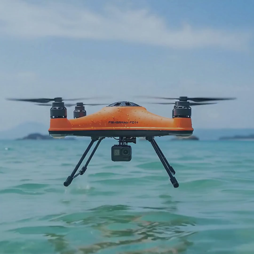 Load video: Fisherman FD1+ Waterproof Drone flying over open water – Yacht Protection Concepts