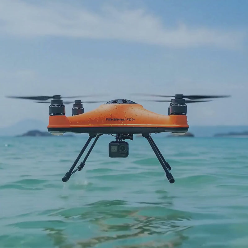 Fisherman FD1+ Waterproof Drone flying over open water – Yacht Protection Concepts